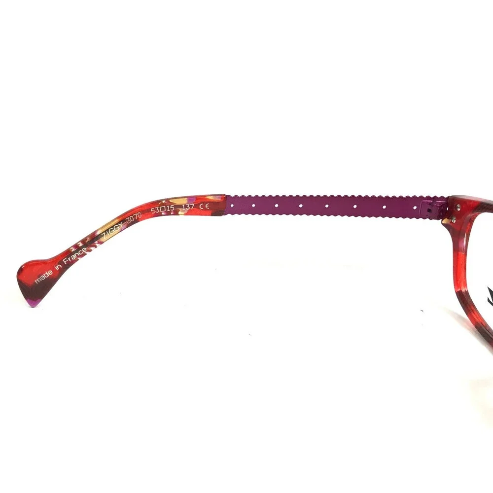 BOZ Eyeglasses Frames ZIGGY 3070 Red Purple Marble Argyle Arms 53-15-137